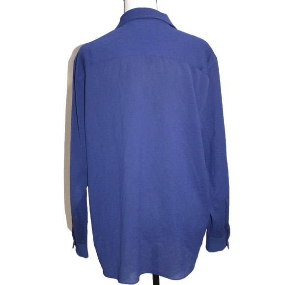 Wilfred Women's Cobalt Blue Cotton Loop Collar Long Sleeve Button Down Shirt S - Picture 3 of 7